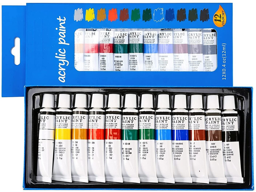 Corslet Corslet 12 Acrylic Colours 12ml Acrylic Paint Set Artist Painting Pigment Tubes Painting(Set of 12, Perfect for Painting Beginners Students Adults Great Gift Idea) - Flipkart Deal