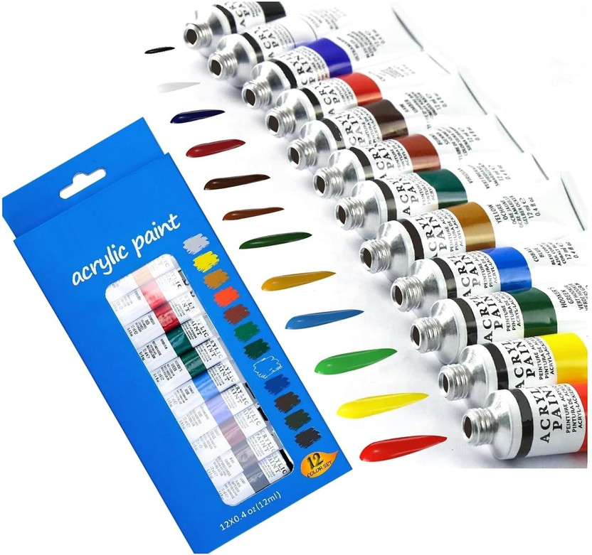 Corslet Corslet 12 Pcs Acrylic Paint, Acrylic Colors, Acrylic Paint Tube, Acrylic Painting Set,(Set of 12, Perfect for Painting Beginners Students Adults Great Gift Idea) - Flipkart Deal