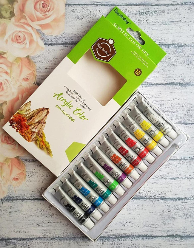 PEACORA Worisonn Acrylic Paint 12 Pieces 12ML The Art Equipment Artist Quality(Set of 12, Multicolor)