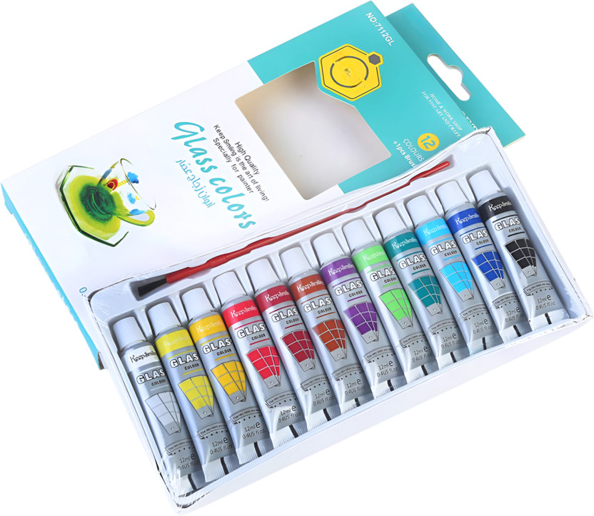 PEACORA Glass color Set 12ml Tubes 12 Colors for Drawing & Painting(Set of 12, Multicolor)