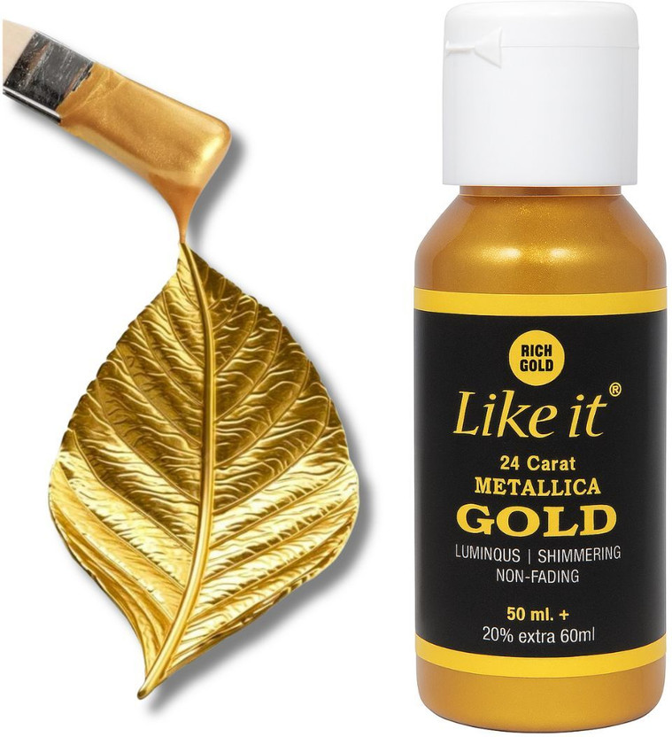 Like it Metallic Gold Acrylic Paint 60ml Bottle Luminous, Shimmering, Non-Fading Finish(Set of 1, Golden)