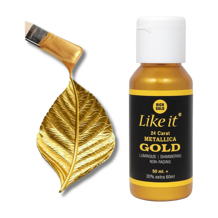 Like it Metallic Gold Acrylic Paint 60ml Bottle Luminous, Shimmering, Non-Fading Finish(Set of 1, Golden)