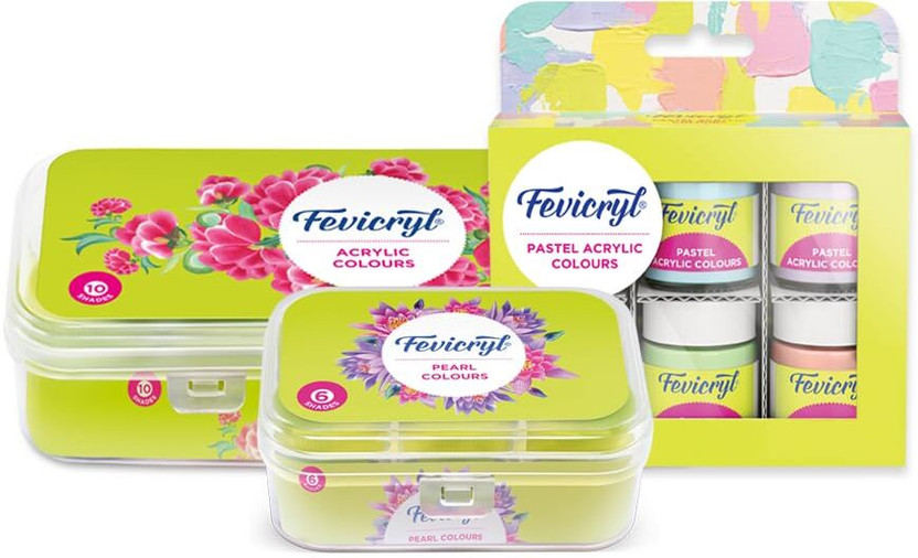 Fevicryl Acrylic Artist Painting Color Combo Set(Sunflower+Pearl+Pastel)(Set of 3, Multicolor)