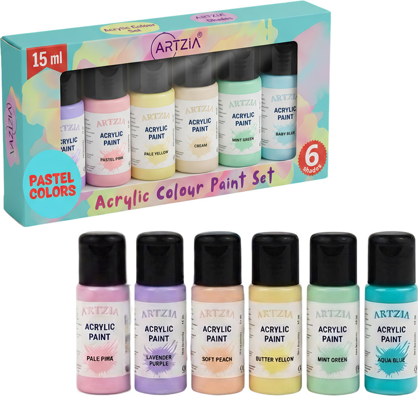 ARTZIA Pastel Bloom Acrylic Paint Set(Set of 6, Multicolor)
