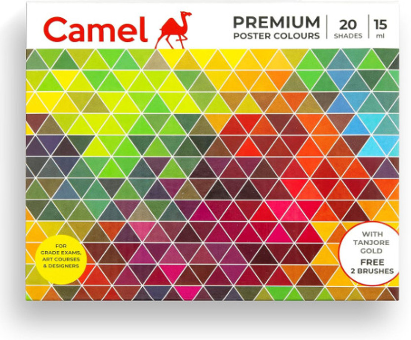 Kokuyo Camlin 1409744 - CAM PREMIUM POSTER COLOUR 20 SHADES 15ML(Set of 22, Multicolor)
