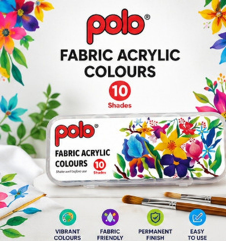 POLO POLO Fabric acrylic colours 10 shades l 15 ml(Set of 1, Multicolor) - Flipkart Deal