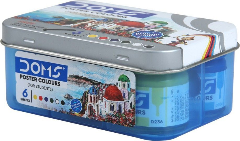 DOMS Non Toxic Poster Colour Set in Tin Box(Set of 6, Multicolor)