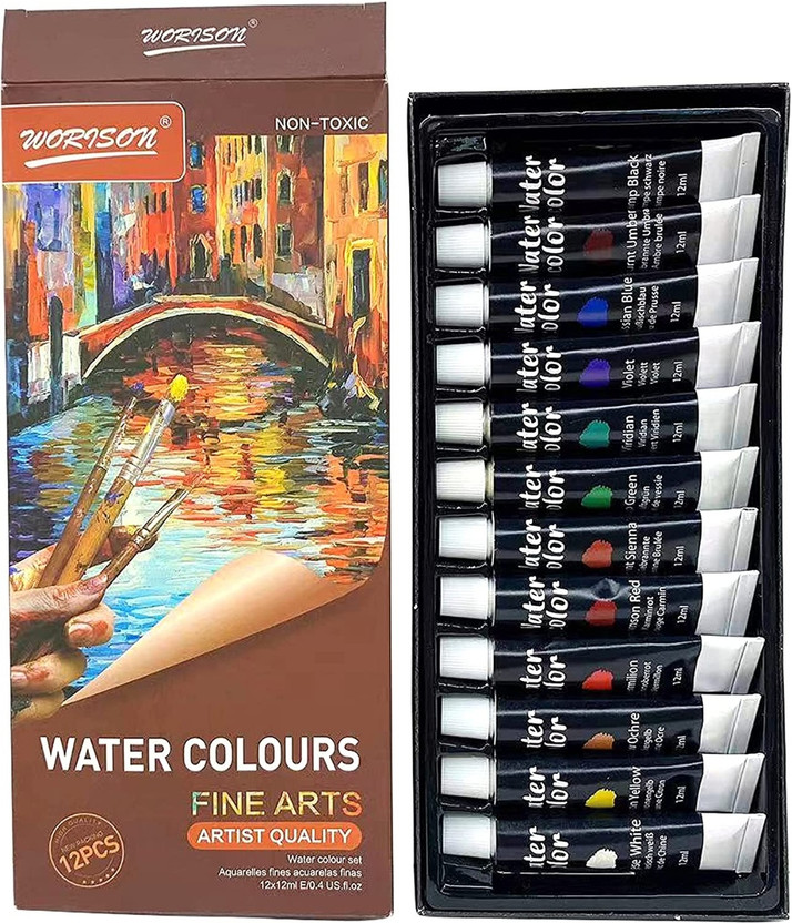 Pehrovin Water Colour Paints (12 tubes of 12 ml each) for painting on paper, canvas(Set of 1, Multicolor)