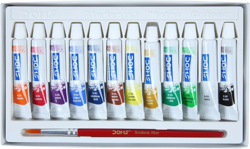 DOMS Non-Toxic Water Colour Tube Set in Cardboard Box(Set of 12, Multicolor)