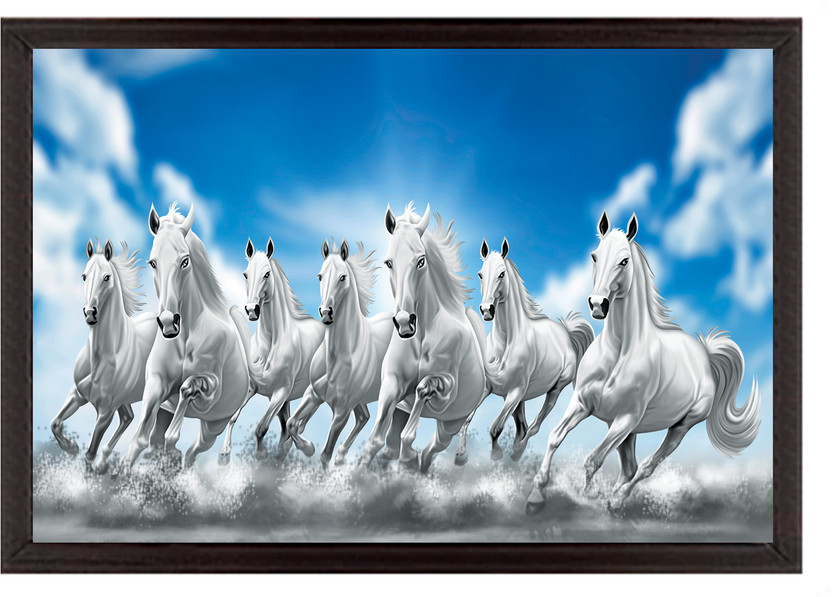 Indianara Indianara Vastu Lucky Seven Running Horses Digital Reprint 13 inch x 10.2 inch Painting(With Frame) - Flipkart Deal