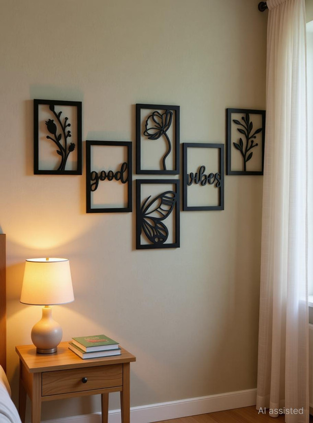 RIYANSH CRAFT Wooden Wall Decor Hanging Living Room ,Bedroom ,kitchen ,Office Pack Of 6 NA 12 inch x 12 inch Painting(With Frame, Pack of 6)
