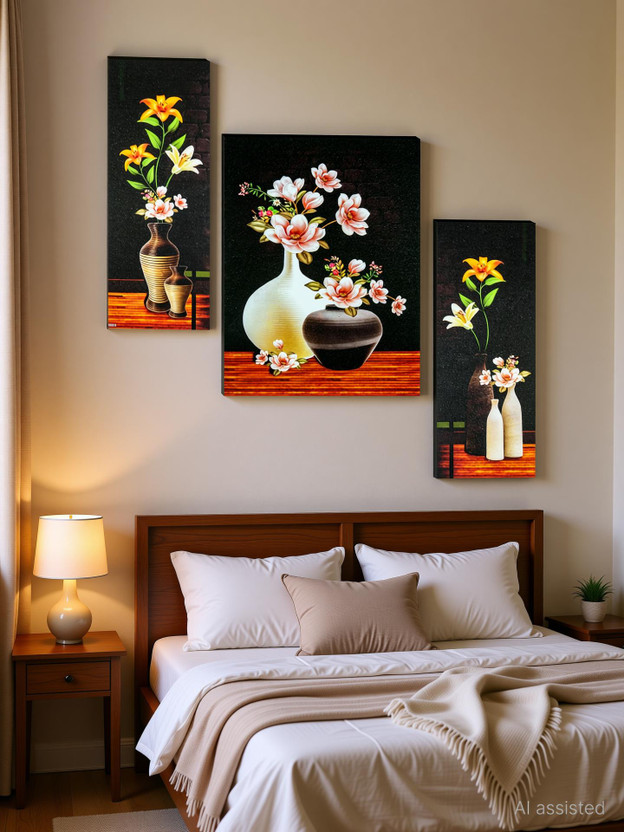 Indianara Digital Reprint 12 inch x 18 inch Painting(With Frame, Pack of 3)