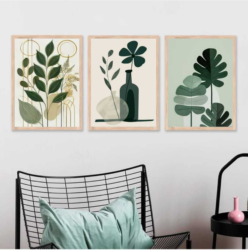 Advik Wood Wall Painting Set Of 3 Acrylic 13 inch x 9 inch Painting(With Frame, Pack of 3)