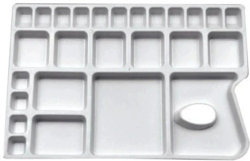 KHYATI KHYATI Colour Mixing Palette - Rectangular 26 Paint Wells Palettes  with Lid(Set of 1, White) - Flipkart Deal