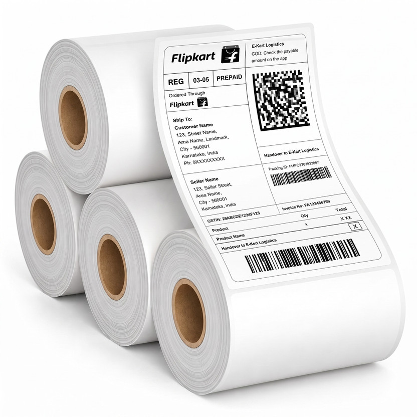 MANVTC 4x6 Direct Thermal Label Roll 400 Labels/Roll Pack of 4 Self Adhesive Paper Label(White)