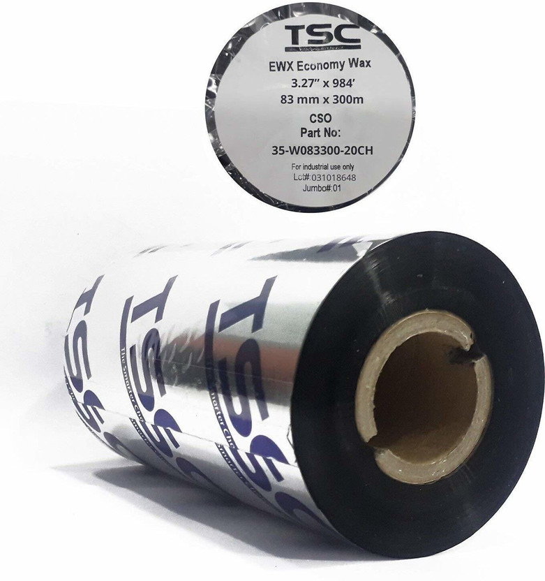 TSC TSC Thermal Transfer Wax Ribbon for Label, Tag, Barcode Printing Wax (EWX - 83mm x 300m) Thermal Transfer Paper Label(Black)