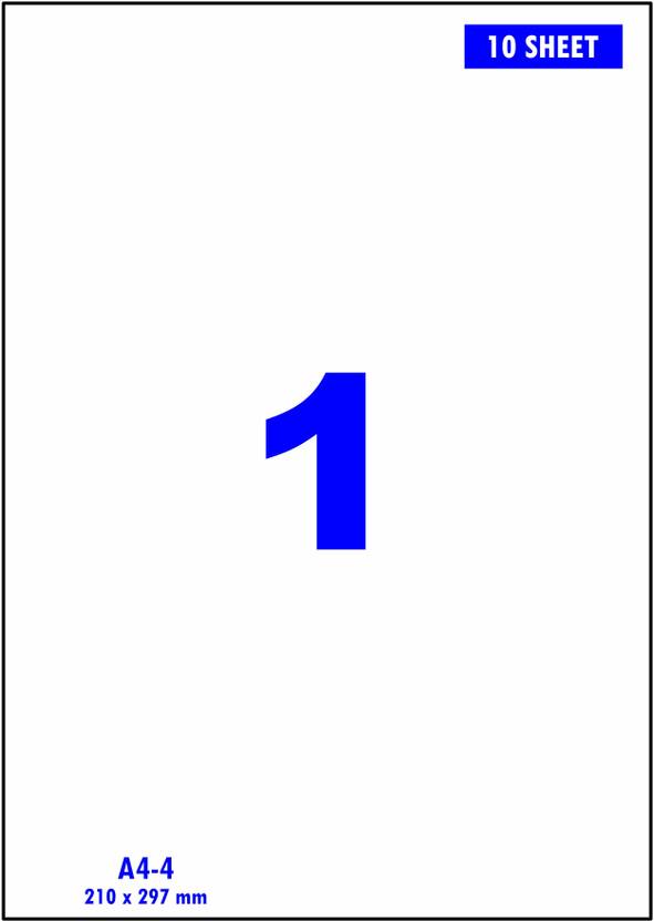 AVC LABELS A4 Size White 1 Sticker Per Sheet 10 Sheets Pack (White