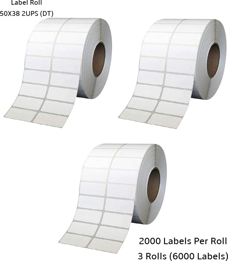 Semana DirectThermal BarcodeLabel50x38mm(2x1.5Inch)2UPS,2000LabelsPerRoll(PackOf3Rolls) Self Adhesive Paper Label(White)