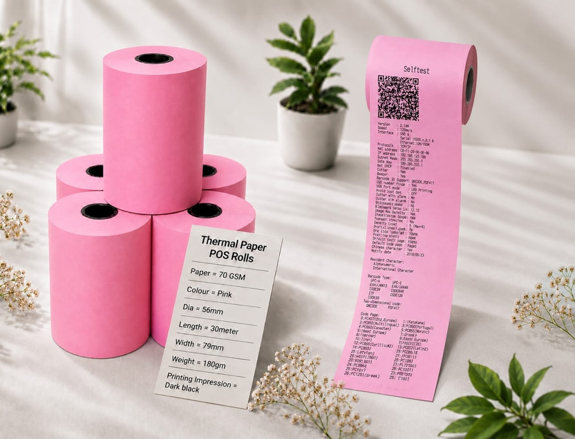 KinnuFashion KinnuFashion POS Billing Paper Roll High Strength Permanent Adhesiveu Paper Label(Pink) - Flipkart Deal
