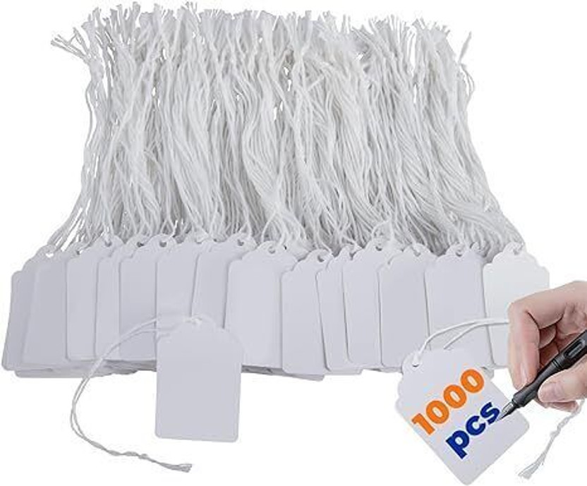 MOREL 1000PCS WHITE PAPER PRICE TAG WITH STRING FOR CLOTHES 4.5X3CM PRICE LABEL. Non-adhesive Paper Label(White)