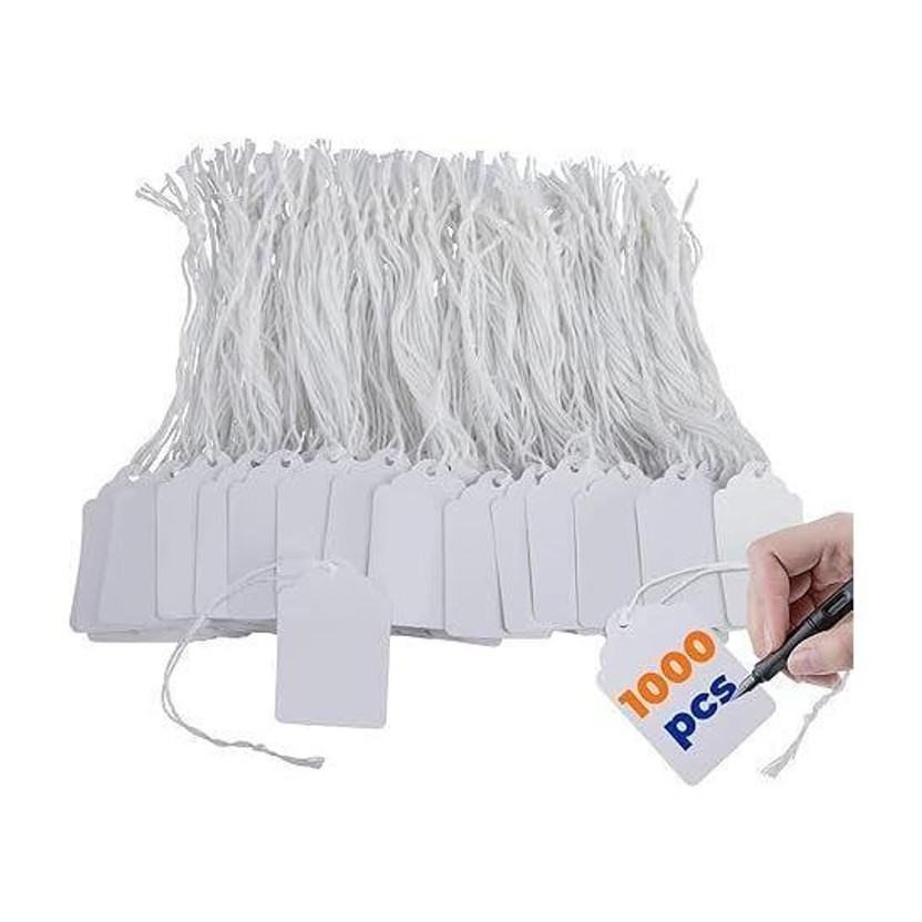 MOREL 1000PCS WHITE PAPER PRICE TAG WITH STRING FOR CLOTHES 4.5X3CM PRICE LABEL. Non-adhesive Paper Label(White)