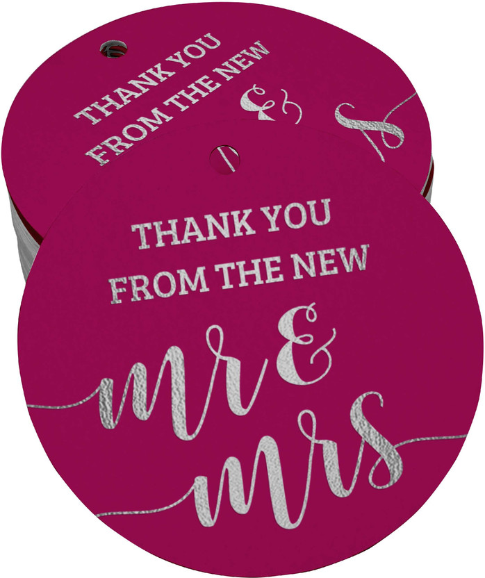 Inkdotpot Silver Foil Paper Hang Tag Thankyou from The New Wedding Favor Tag 100 Piece No Paper Label(Pink)