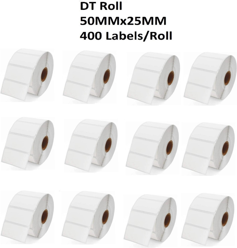 vonatic 50x25MM Direct Thermal Barcode Label Sticker 2x1 inches 400 Labels Per Roll - White Self Adhesive Sticker for Printing Barcoding Paper Label(White)
