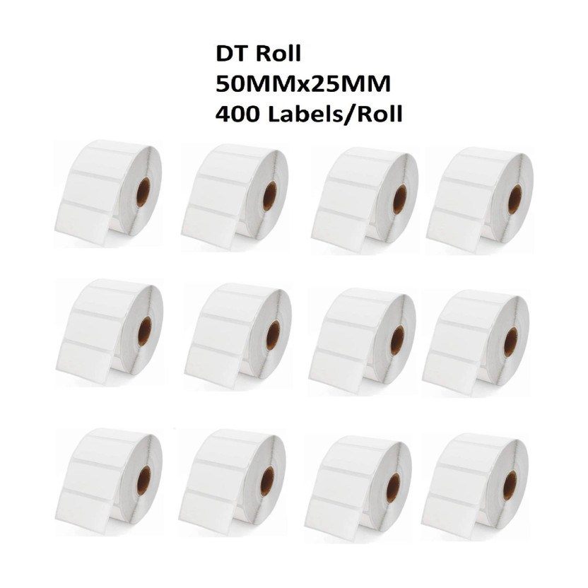 vonatic 50x25MM Direct Thermal Barcode Label Sticker 2x1 inches 400 Labels Per Roll - White Self Adhesive Sticker for Printing Barcoding Paper Label(White)