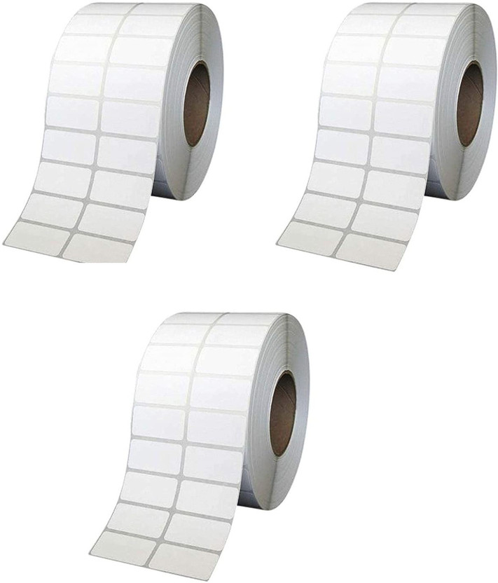 True-Ally 38x25 Direct Thermal Barcode Label Sticker - 1.5 x 1 inch-2 Ups-2000 Labels/Roll White Self Adhesive Sticker for Printing Barcoding (Pack of 3) Paper Label(White)