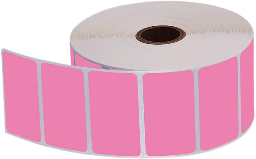 BlackDreams Paper Label Stickers 50x25mm(2x1 inch) Barcode Label Chromo Inside Winding 1 ups 1750 Labels, 2 Roll Paper Label(Pink)