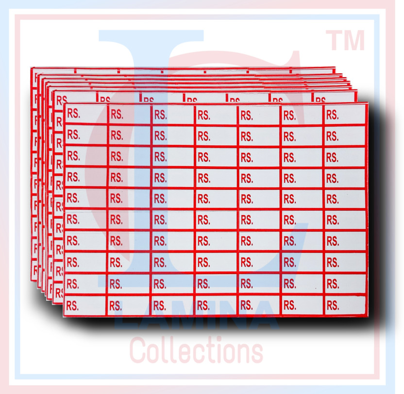 Lamina Collections 1000 Pieces Price Tag MRP (Rs.) Label Sticker RS. Sticker Self Adhesive Paper Label(White, Red)
