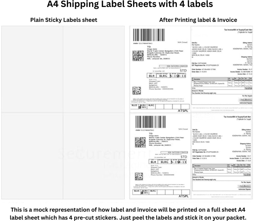 Colorblast Studio Shipping Labels 4x6 Inch on A4 Sheet (400 Labels) Self Adhesive Paper Label(White)
