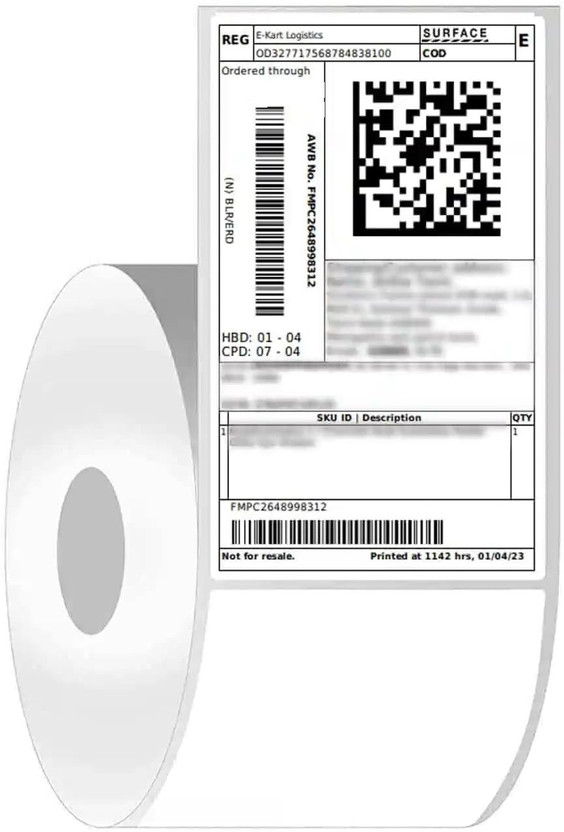VarniZone Direct Thermal Barcode Labels Stickers (3x5 Inch / 75x125 mm) 500 Labels/Roll Self Paper Label(White)