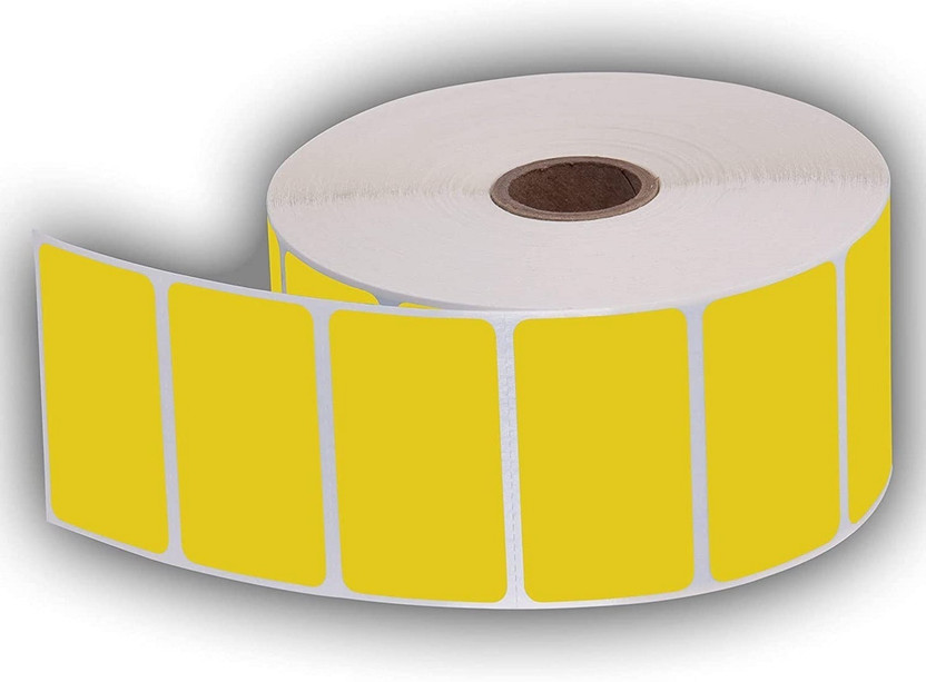 BlackDreams Paper Label Stickers 50x25mm(2x1 inch) Barcode Label Chromo Inside Winding 1 ups 1750 Labels, 2 Roll Paper Label(Yellow)