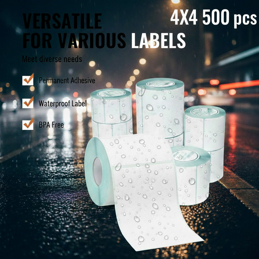 GRUFF 4x4 Inch Direct Thermal Shipping Labels –500 Labels Per Roll Permenent Adhsive Paper Label(White)