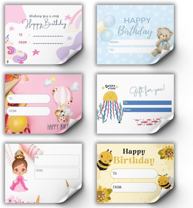 AanyaCentric Happy Birthday Gift Tags for Kids Colorful Self Adhesive Sticky Labels Sticker Self Adhesive Paper Label(Multicolor)