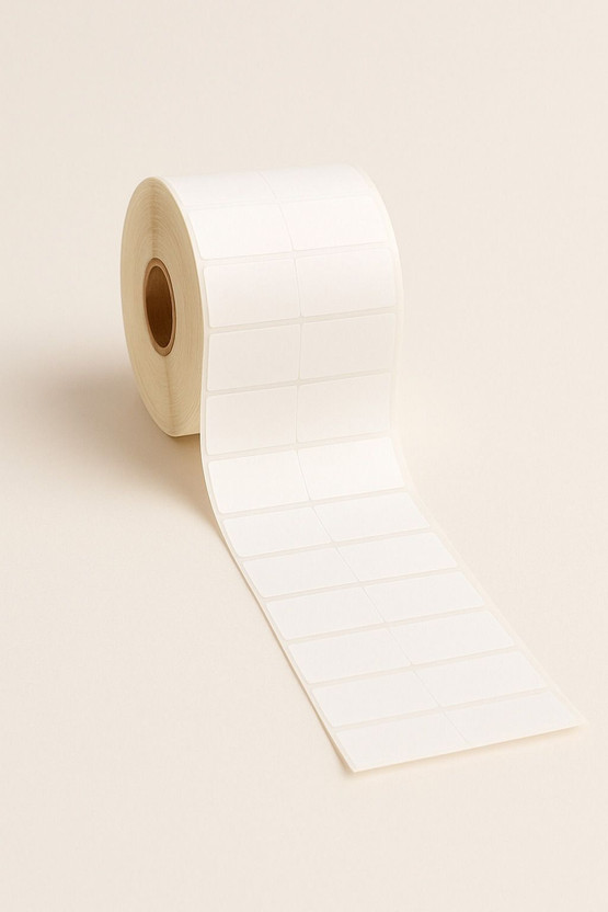 Wize Prime WIZE PRIME 50x25mm (Chromo) Barcode Label Stickers – 2UP, 3000 Labels per Roll Pack of 4 Rolls, White Self-Adhesive Paper Labels for Barcode Printers (1" Core) Paper Label(White)