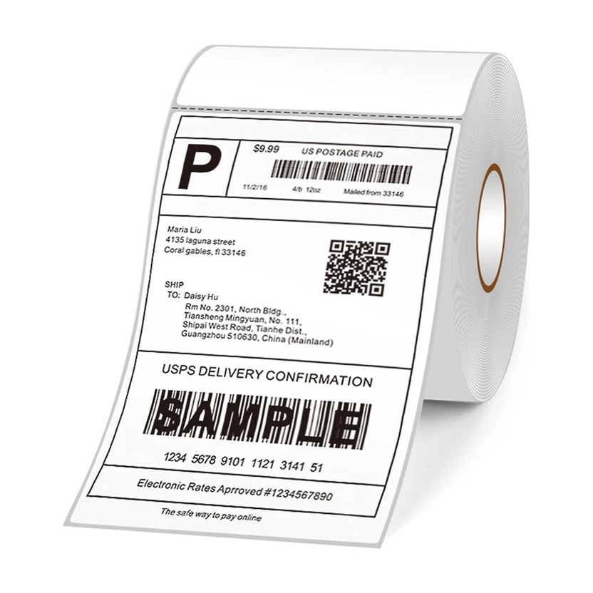 Sankarai Direct Thermal Shipping 400 Labels Printer Sticker Roll (White, 4"x 6") PERMANENT Paper Label(White)