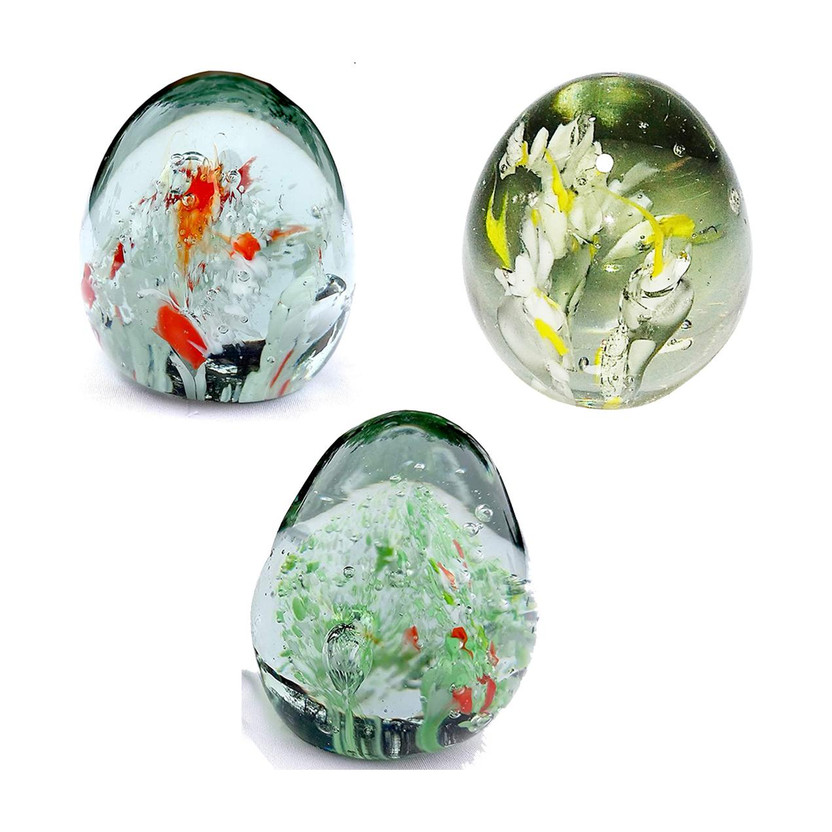 PANKU Super Glass Paper Weights  with Glossy(Set Of 3, Red, Green, Yellow, White)