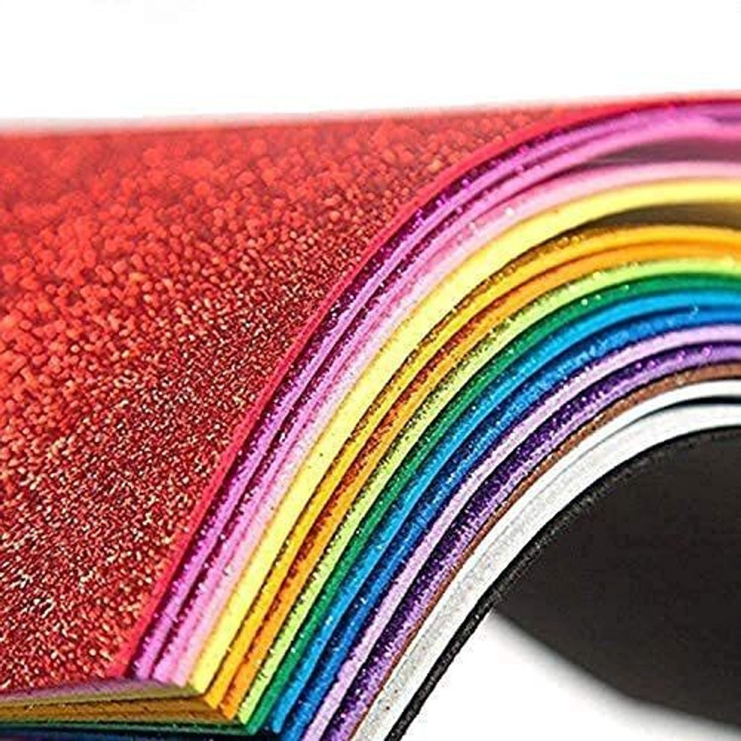 Eclet A4 Glitter Foam Sheet Sparkles (self Adhesive) 2 mm Thick 10 Different Color, for Art & Craft A4 120 gsm Coloured Paper(Set of 1, Multicolor)