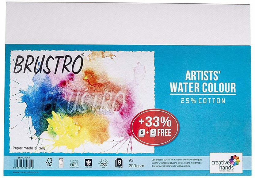 BRuSTRO BRuSTRO cold pressed blank A3 300 gsm Watercolor Paper(Set of 12, White) - Flipkart Deal