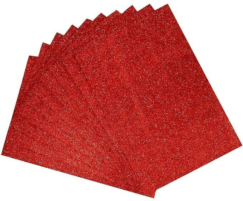 Eclet 10 A4 (RED) Glitter Foam Sheet Sparkles Red Color Sheet, for Art & Craft Decoration, Gift Wrapping, Scrapbooking, Craft Project, Etc A4 Pack of 10) 100 gsm A4 paper(Set of 1, Red)