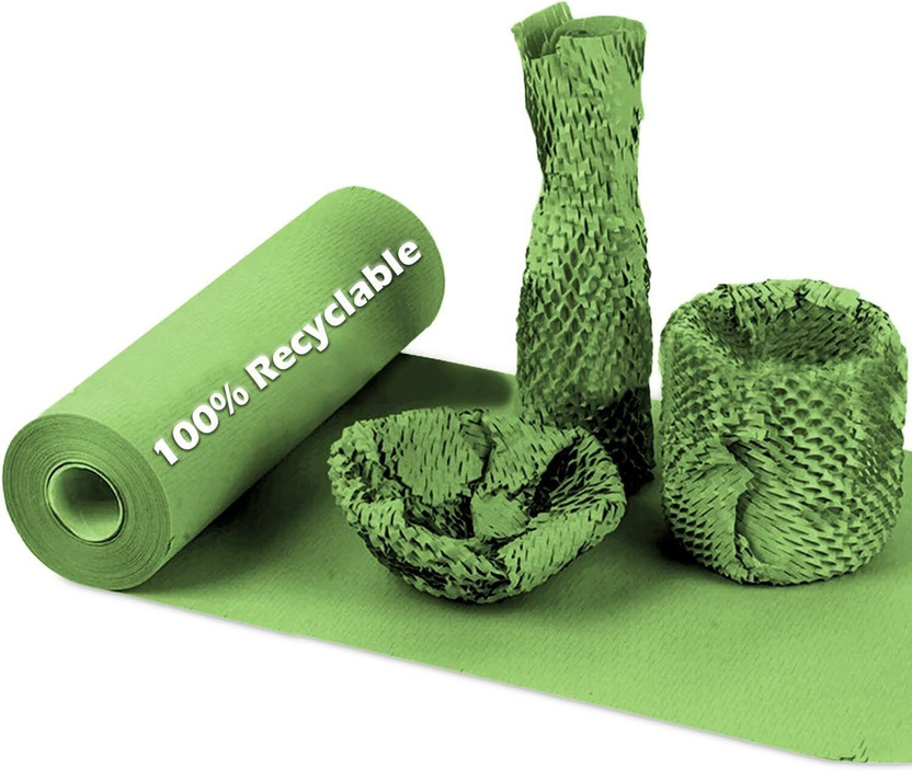 ELATapes Honeycomb Paper Wrap Roll - 100 Meter – Eco-Friendly Packing Paper for Shipping & Packaging (390mm / 16 inch x 100 meter) 80 gsm Coloured Paper(Set of 1, Green)