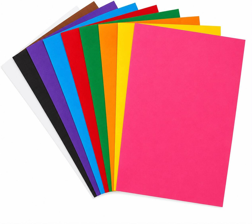 Vartanu Chartpaper Multicolor - Sky blue, Magenta, Black, Parrot green, Hot Pink, Unruled 21"x27" 120 gsm Coloured Paper(Set of 10, Multicolor)