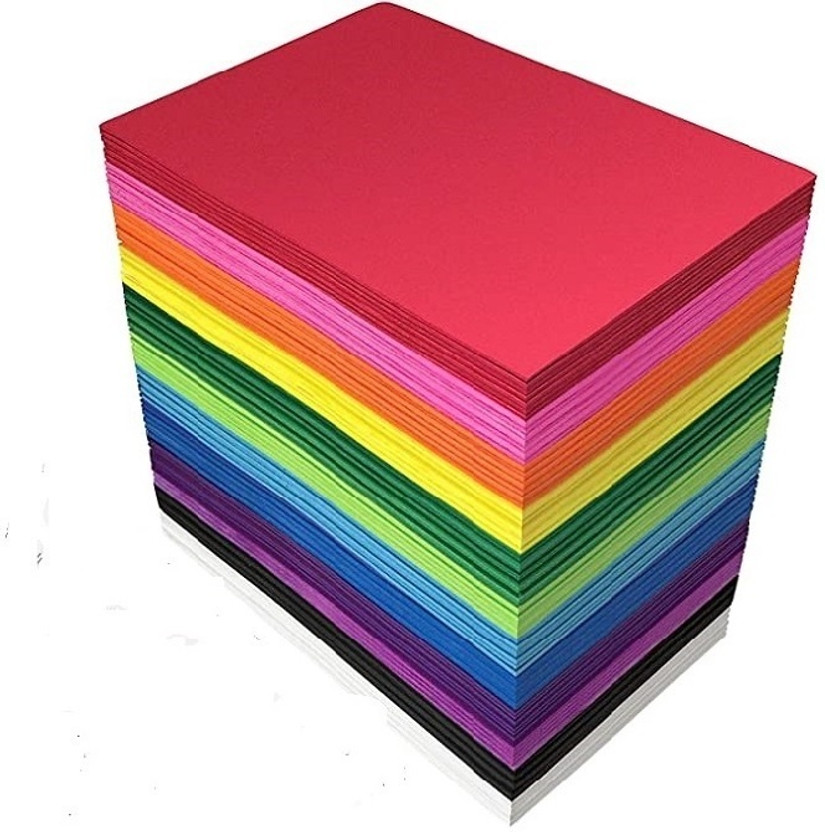 Eclet 90 gsm 50 sheet5sheet x 10 neon colour art and craft double side color sheet A4 90 gsm Coloured Paper(Set of 1, Multicolor)