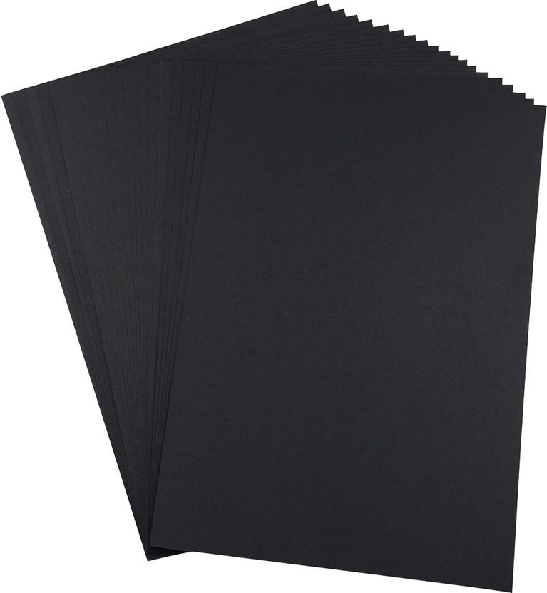 KRASHTIC Black Paper DIY Art Card Black for Scrapbooking School Supplies Plain A4 120 gsm Coloured Paper(Set of 20, Black)
