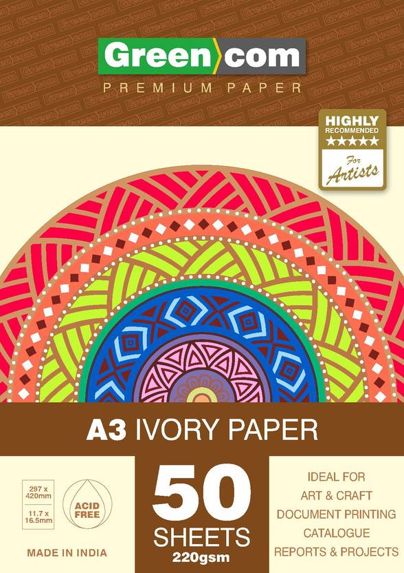 Pk Of 50 Ivory Sheets 220 Gsm A3 Size Ideal for