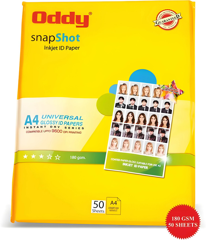 Oddy Glossy Oddy Unruled A4 180 gsm Photo Paper(Set of 50, White)