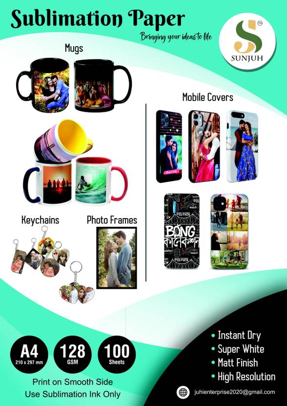 Sunjuh Sublimation Sheet A4 Size (Pack of 100) A4 Laminating Sheet