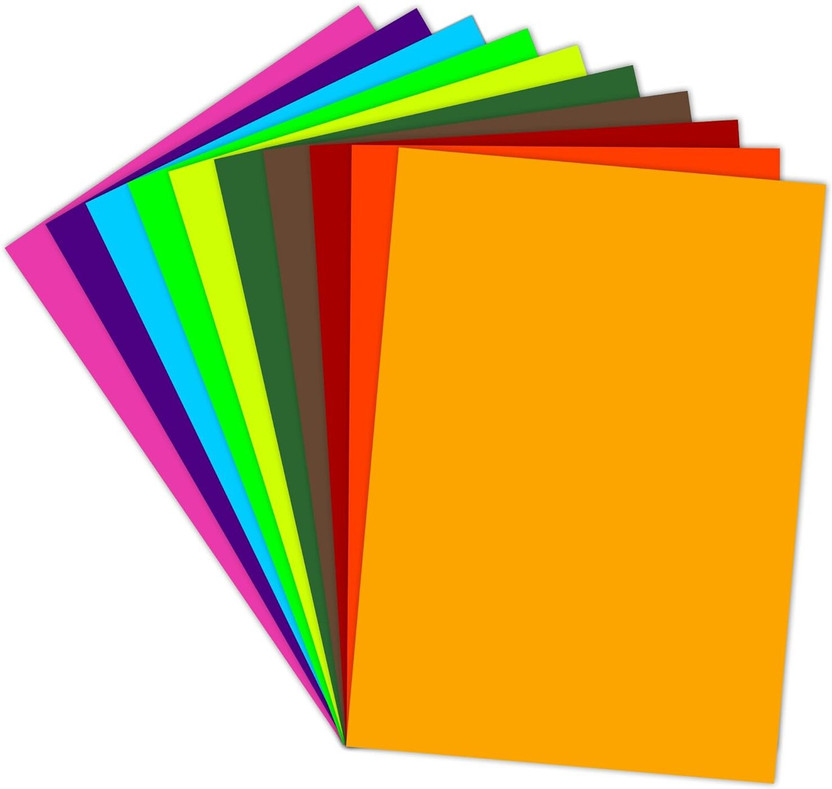 AVS A4 Size Craft Paper Sheets –100 Sheets| Colored Sheets for Kids, School Project Unruled A4 90 gsm A4 paper(Set of 1, Multicolor)